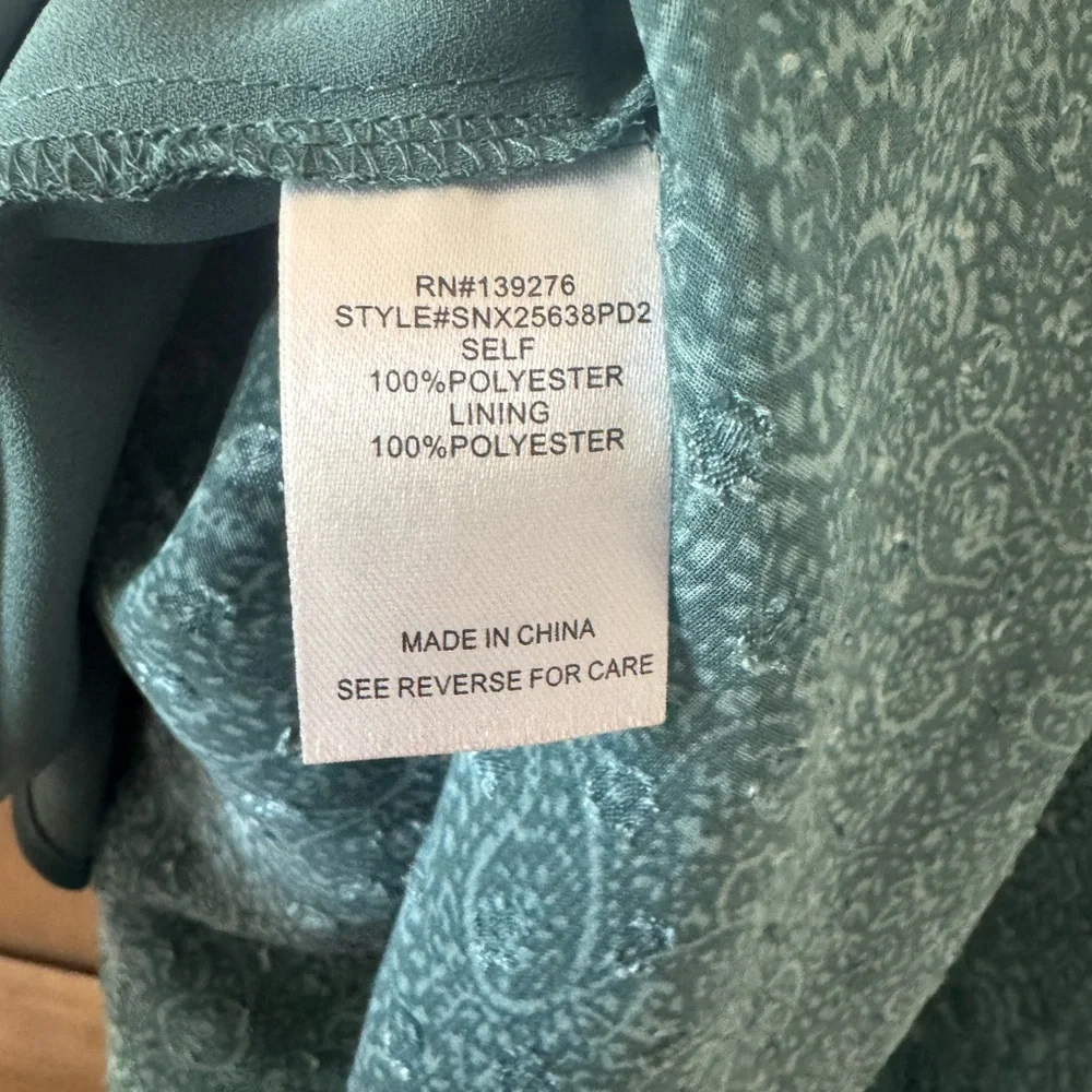 Teal Flutter Sleeve Ruffled Blouse and Tie Front - Picture 8 of 8